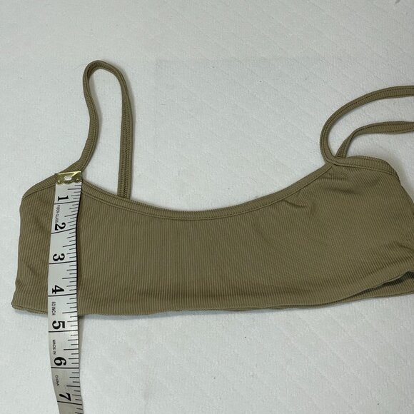Oh Polly Scoop Neck Ribbed Bikini Top in Khaki Green size Medium - Picture 4 of 6